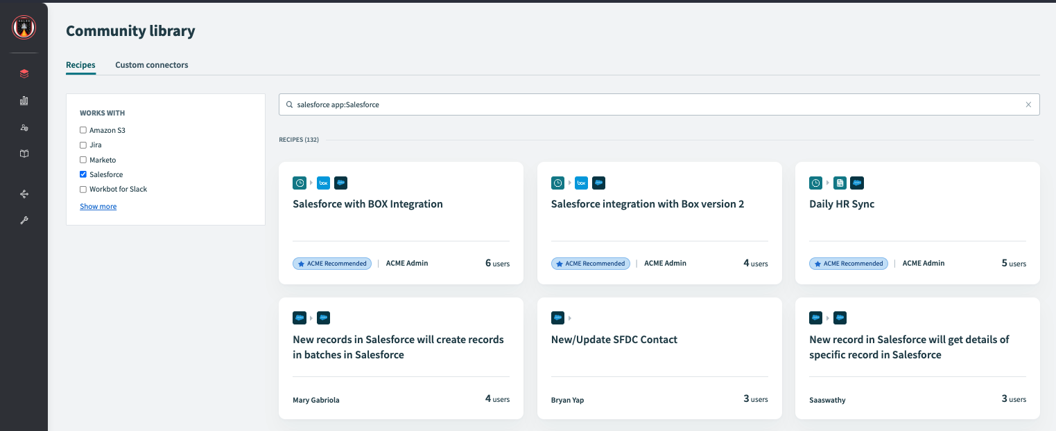 Workato Embedded: Recipe sharing