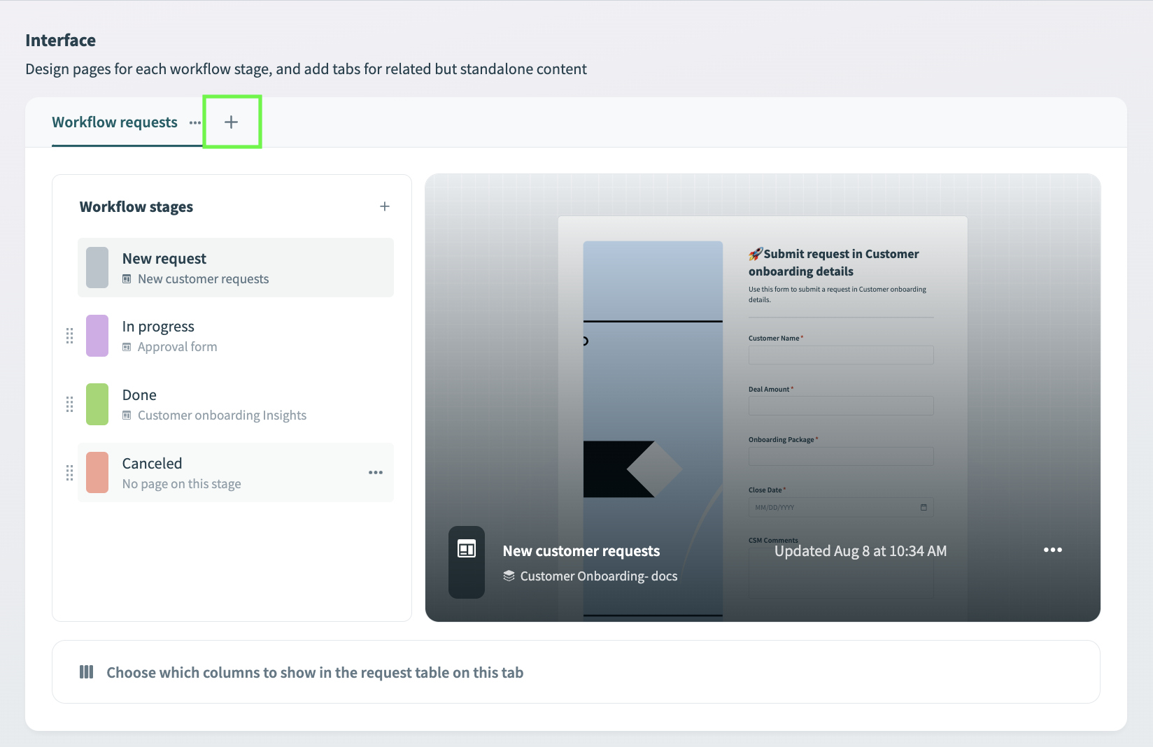 Add tabs to your workflow stages