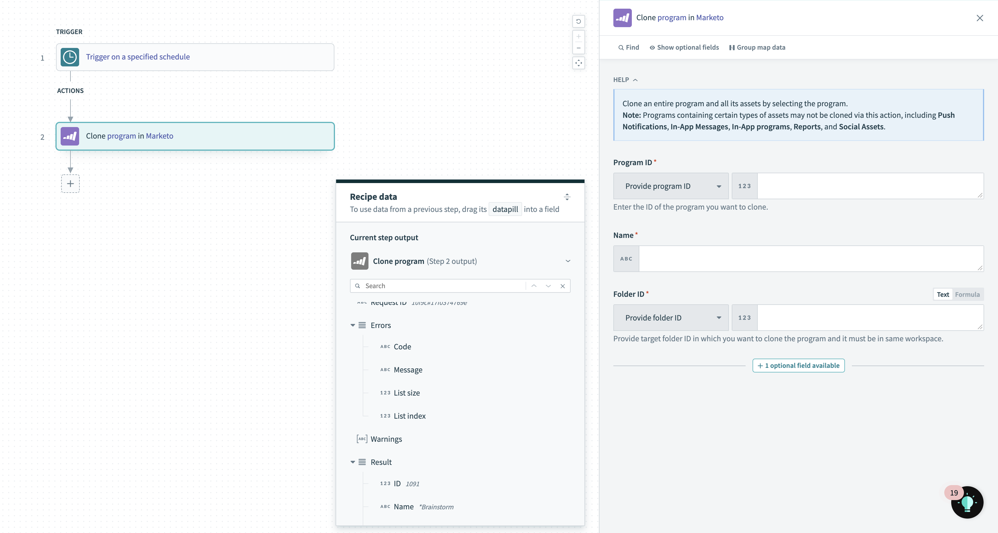 Clone program action