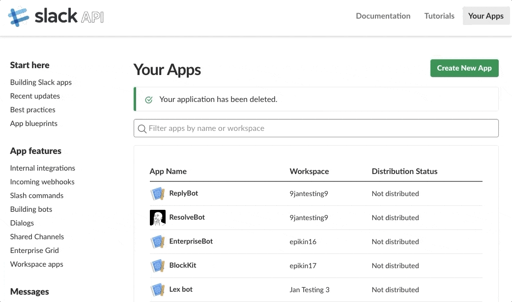 Creating a Slack app