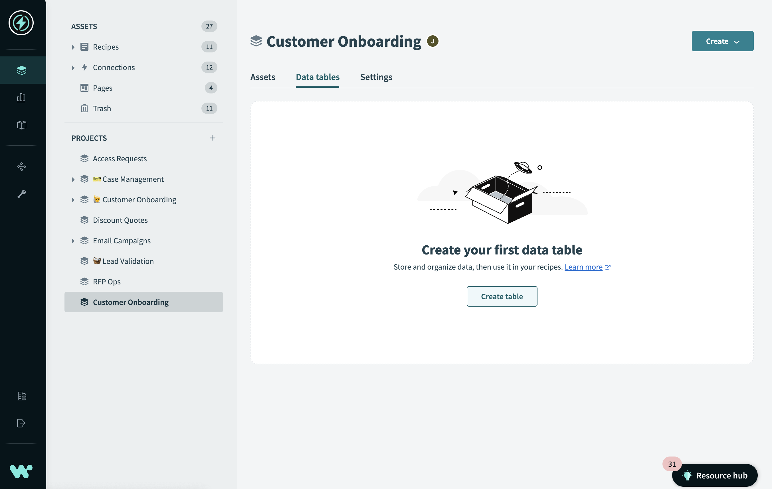 Table Storage Creation