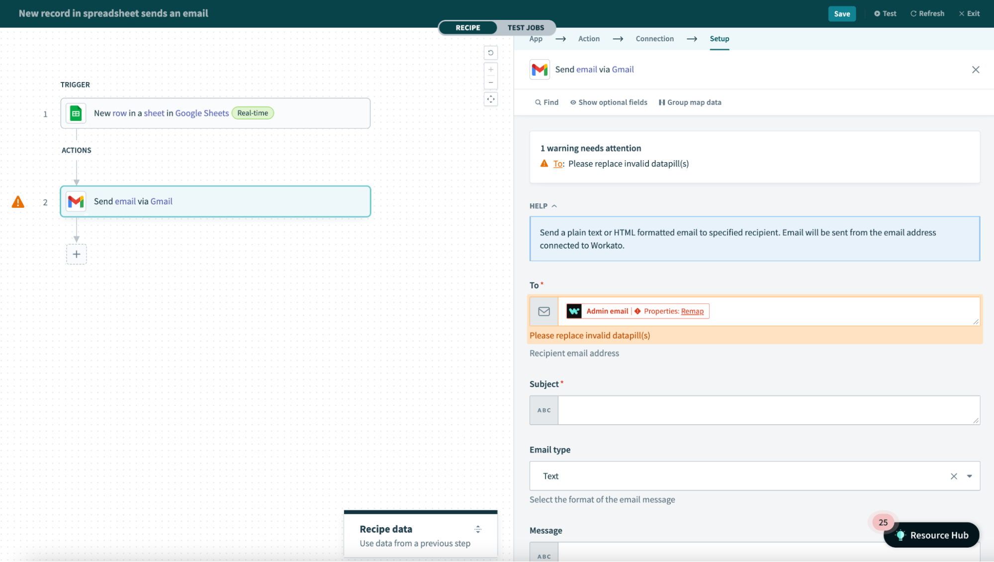 Project property deleted error
