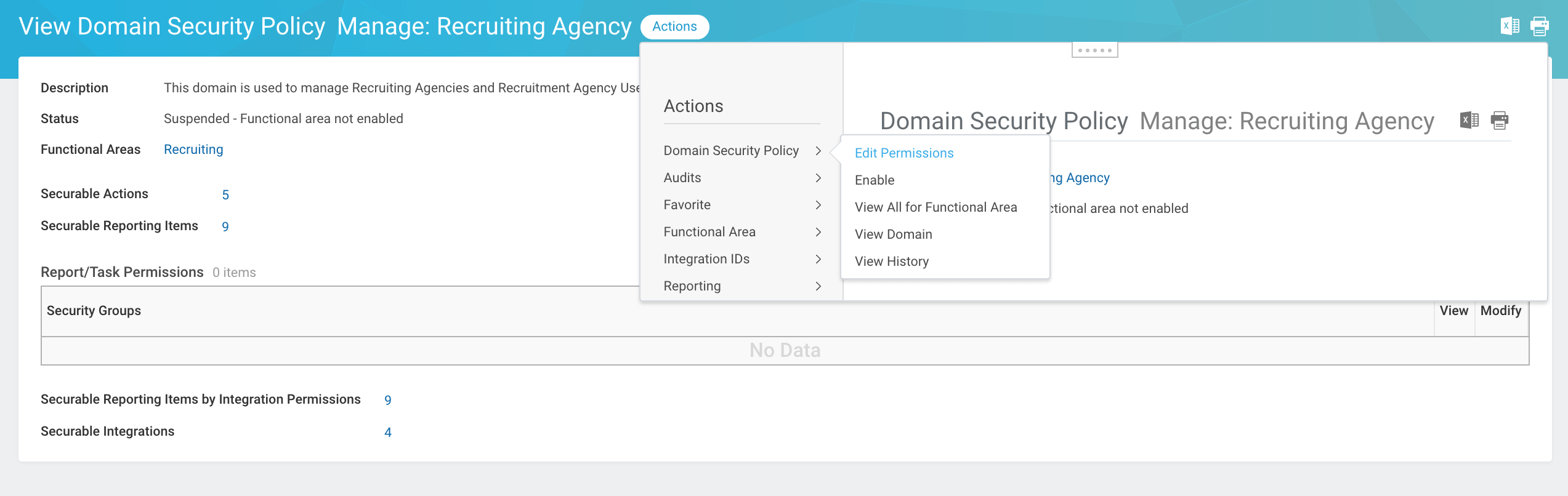 Edit Permissions for Security Policy