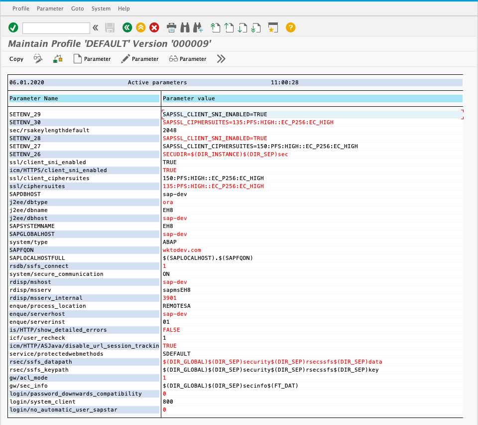 Add in the following parameters into the profile