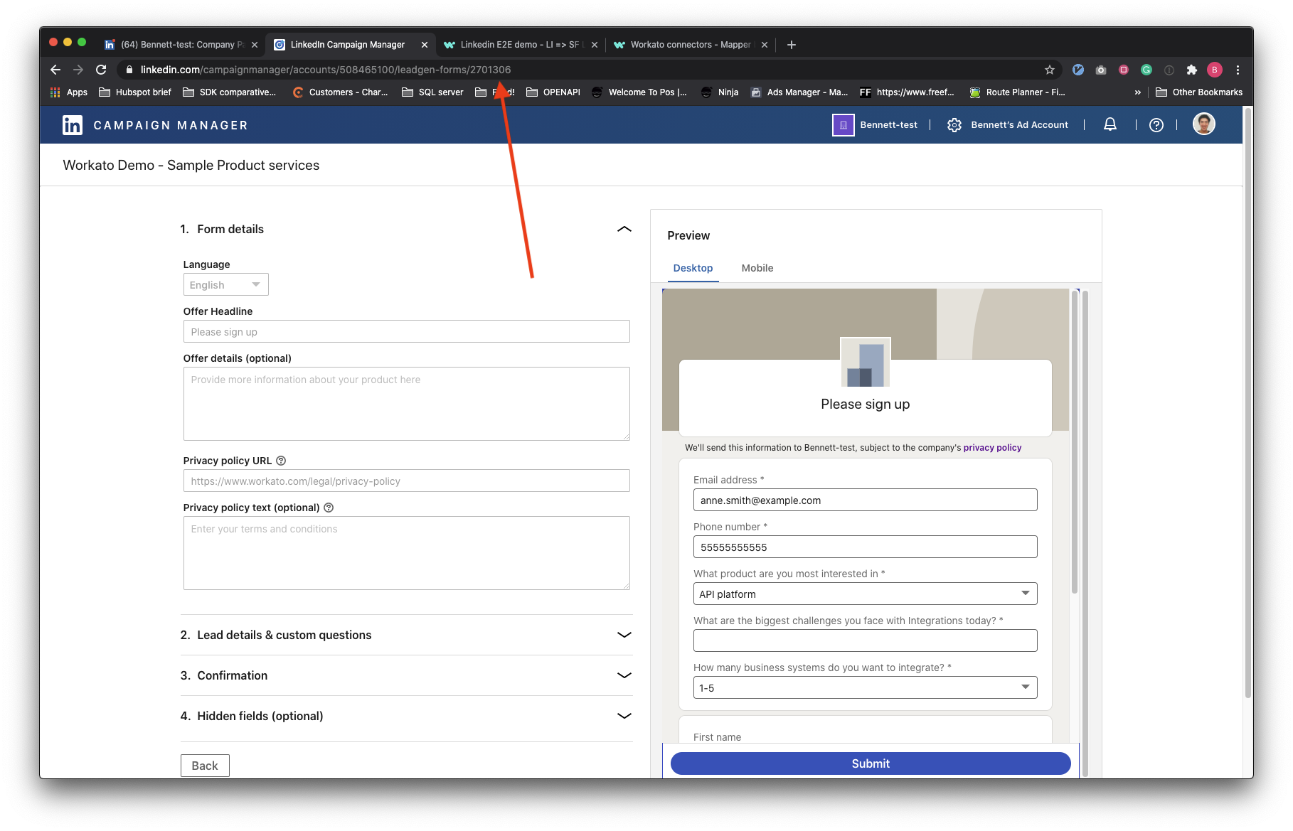 Get Advertising form ID