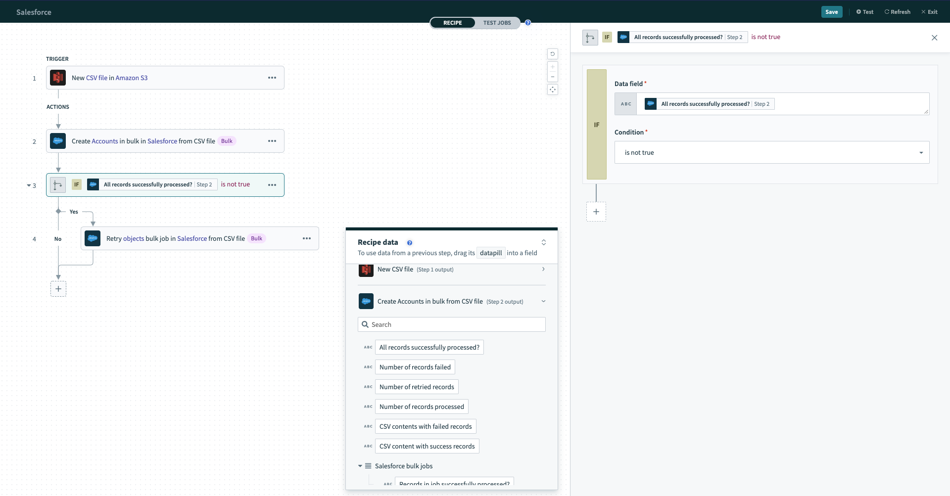 失敗したレコードの有無をチェックする If 条件