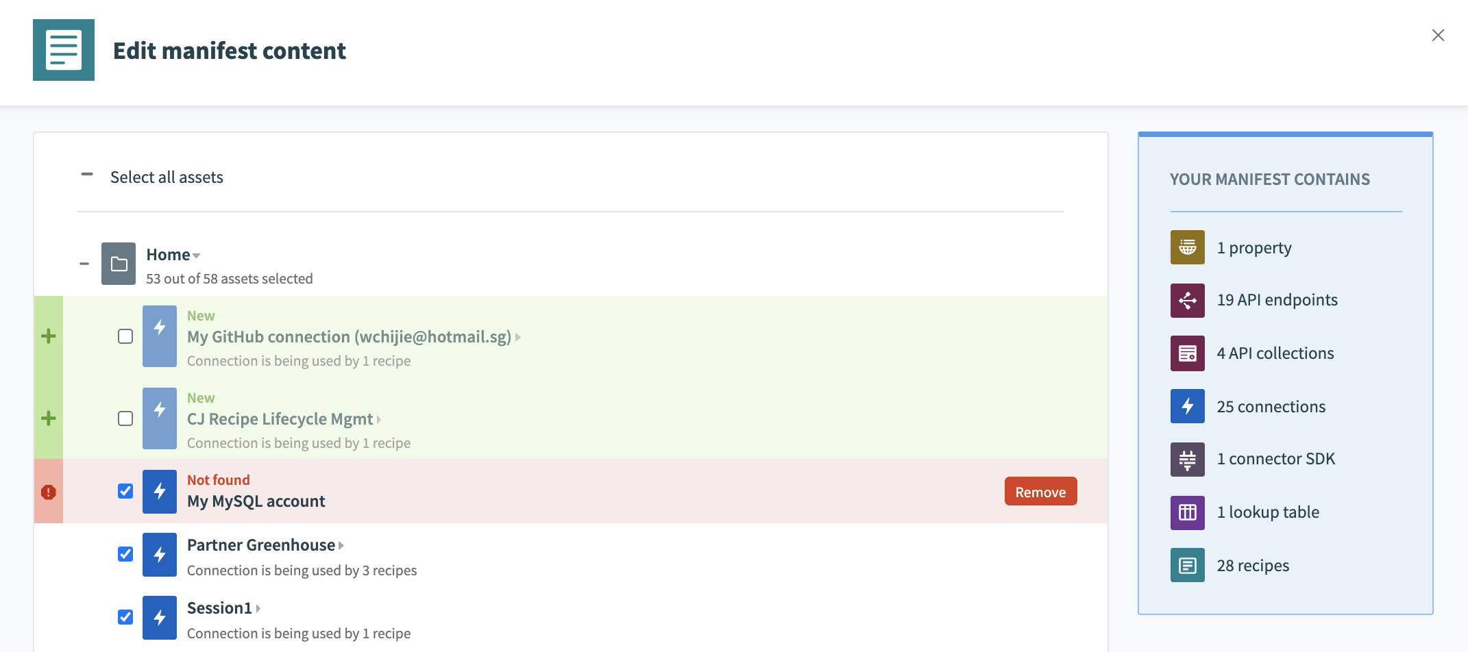 Connection in diff folder
