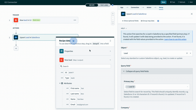New Lead in G2 creates lead in salesforce view