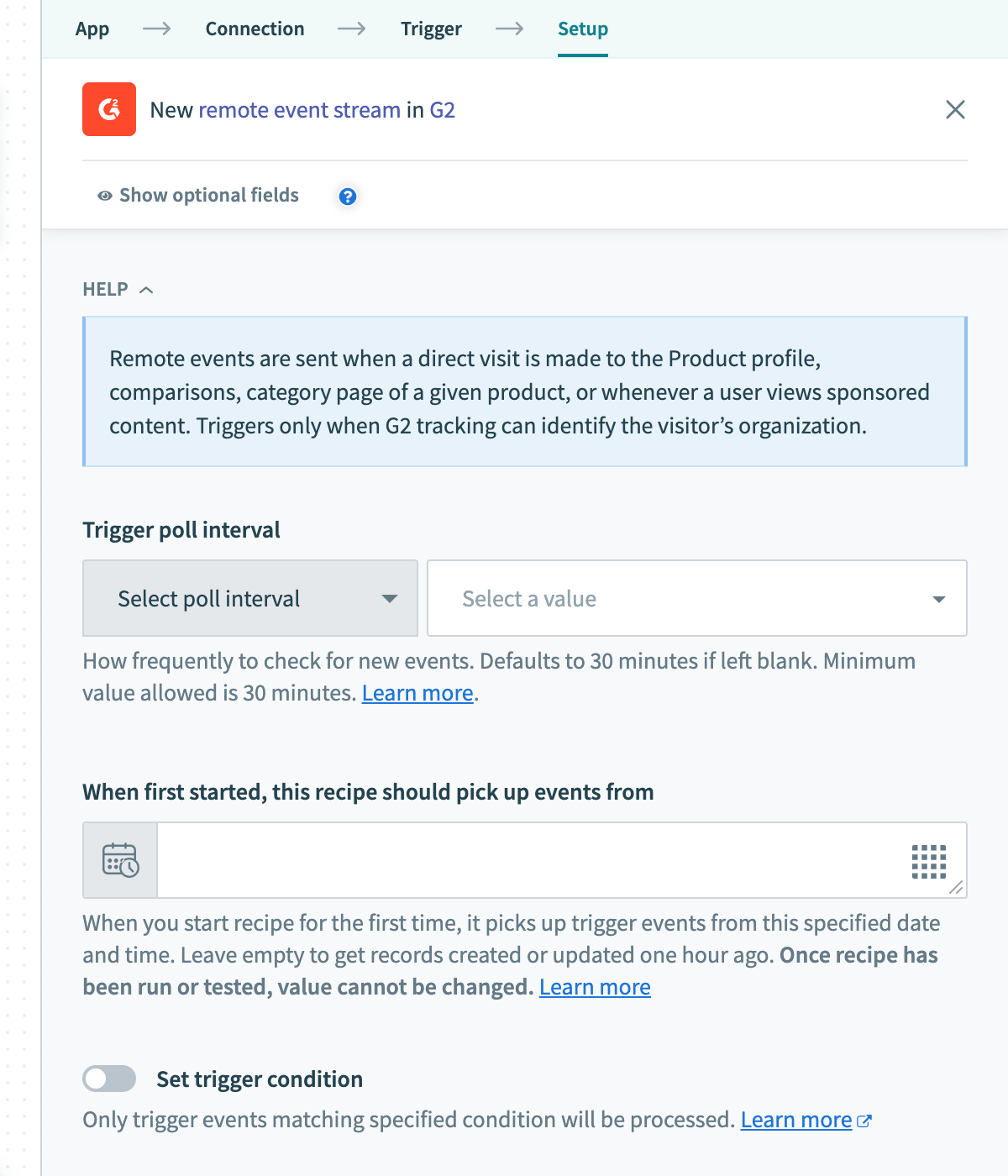 New remote event in G2 trigger