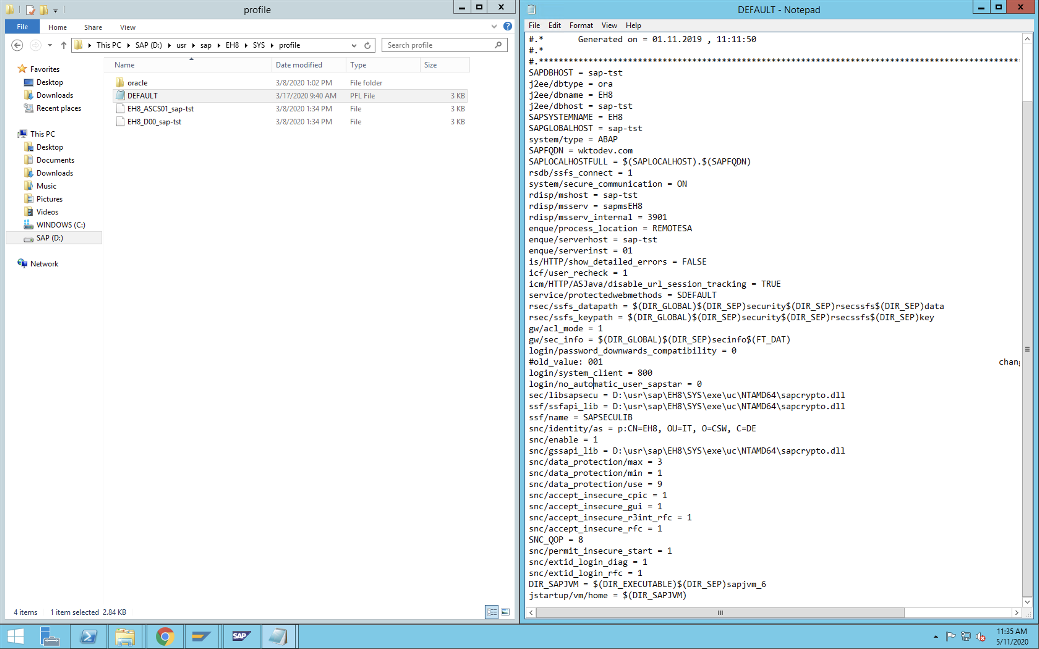 Example profile parameter