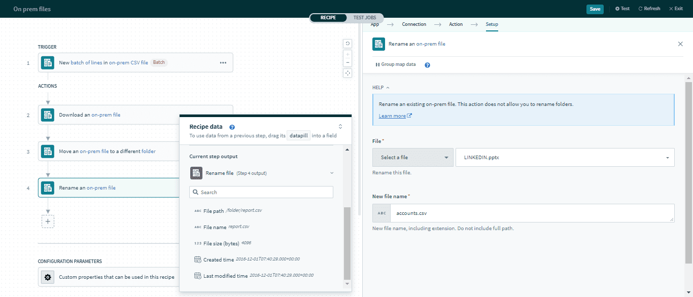 ファイル名の変更アクション