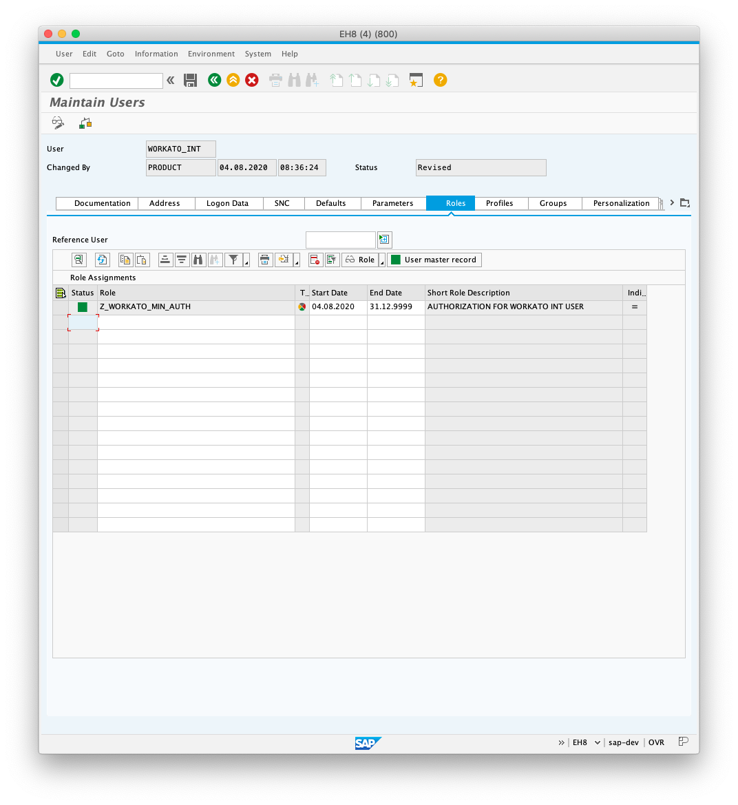 ユーザーに対するロールの割り当て