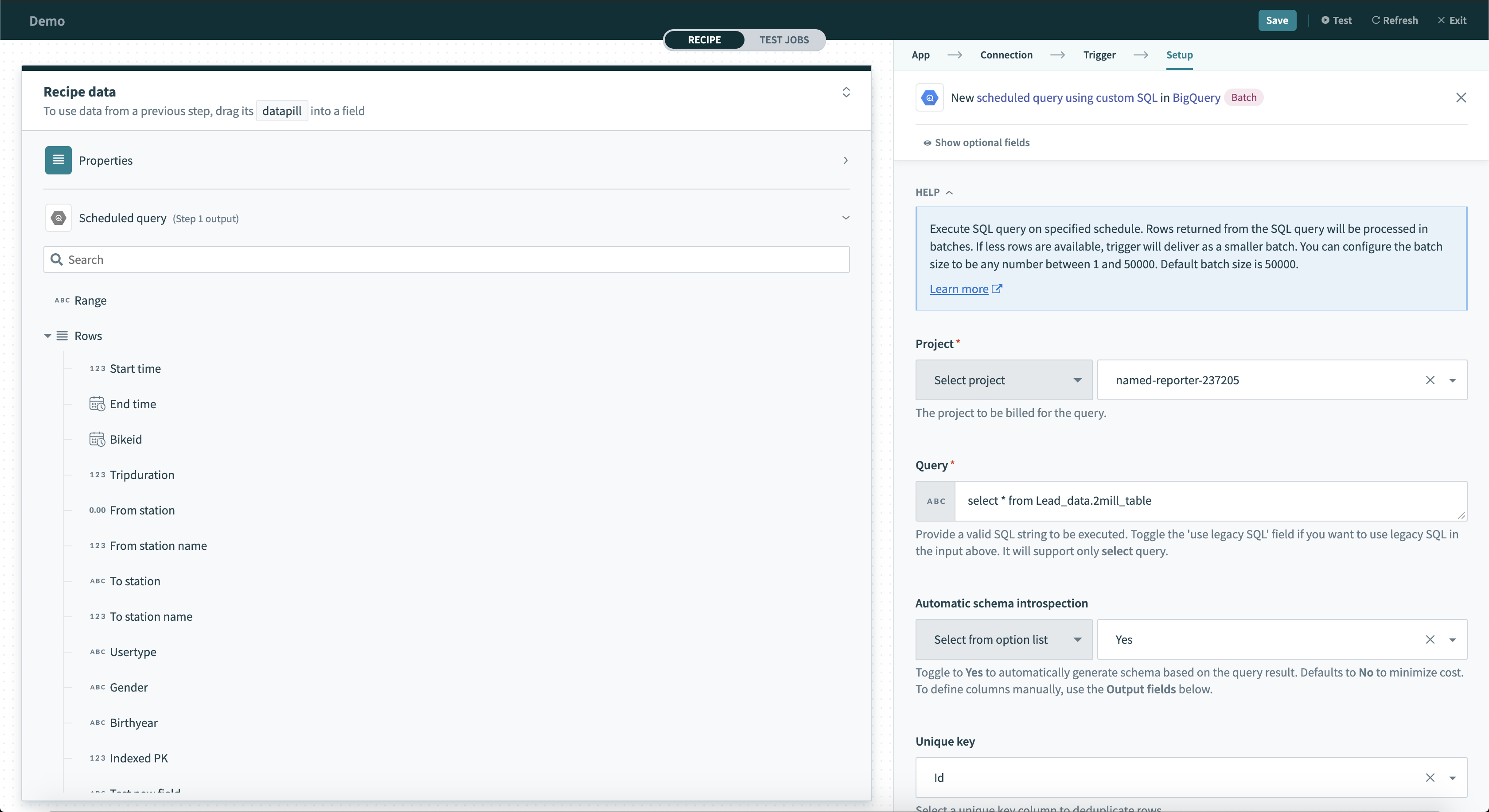 Scheduled query トリガー