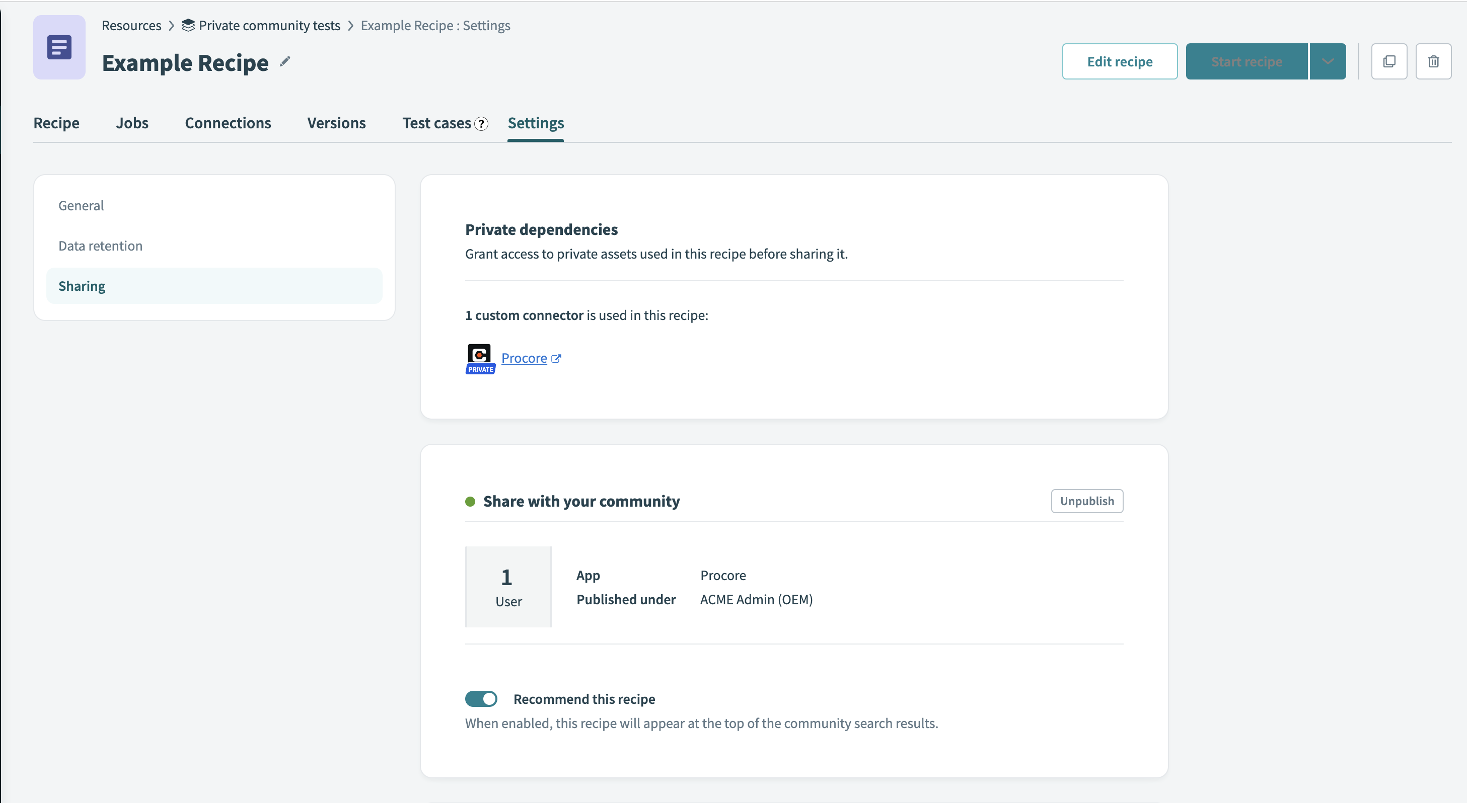 Workato Embedded: Add shared recipe